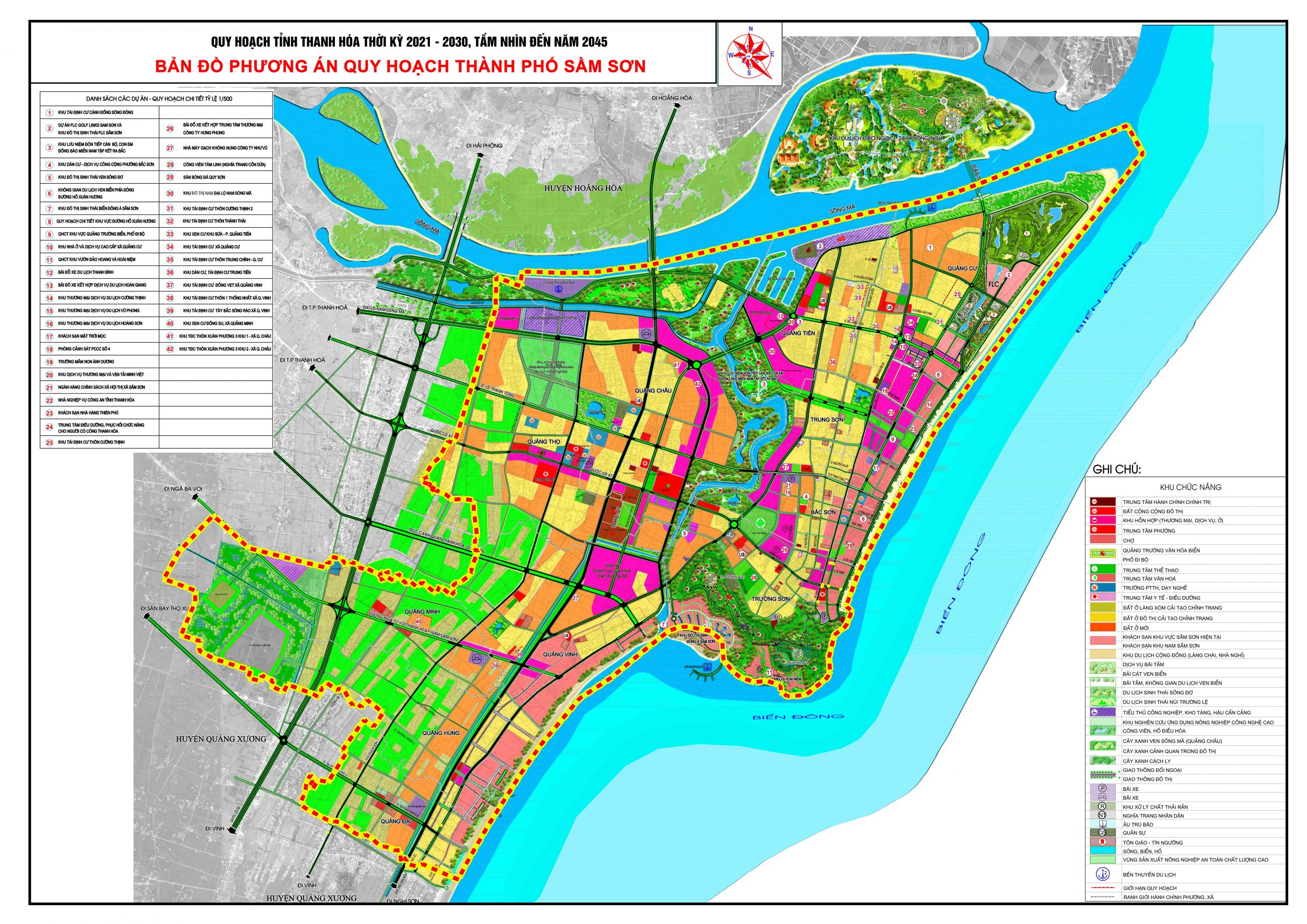 Bản đồ phương án quy hoạch thành phố Sầm Sơn