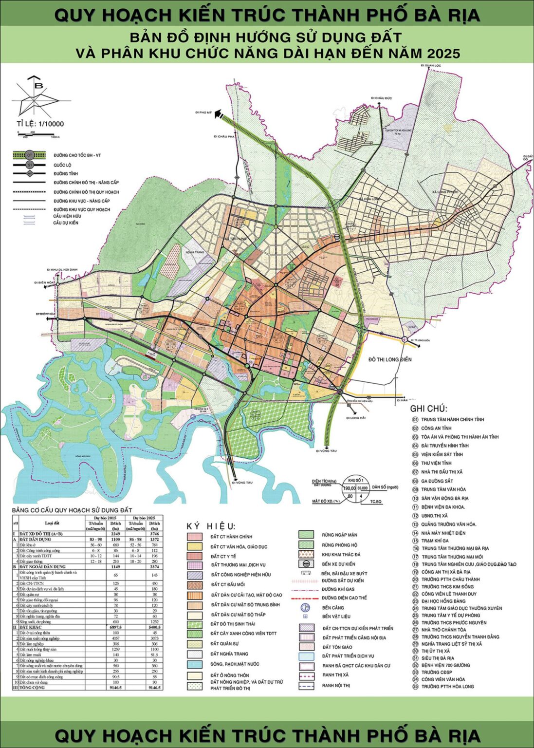Bản đồ quy hoạch kiến trúc thành phố Bà Rịa
