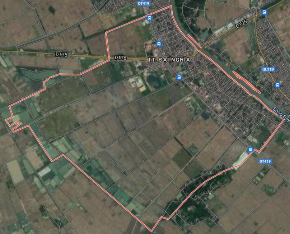 Thị trấn Đại Nghĩa trên bản đồ Google vệ tinh.