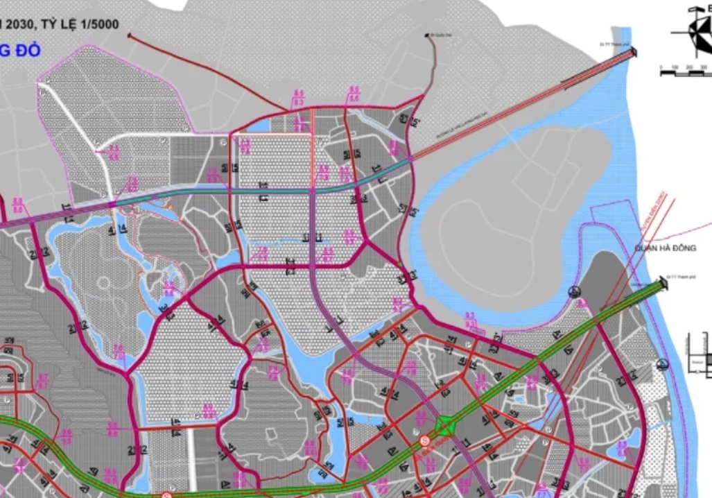 Bản đồ quy hoạch giao thông xã Phụng Châu theo bản đồ quy hoạch chung thị trấn sinh thái Chúc Sơn.