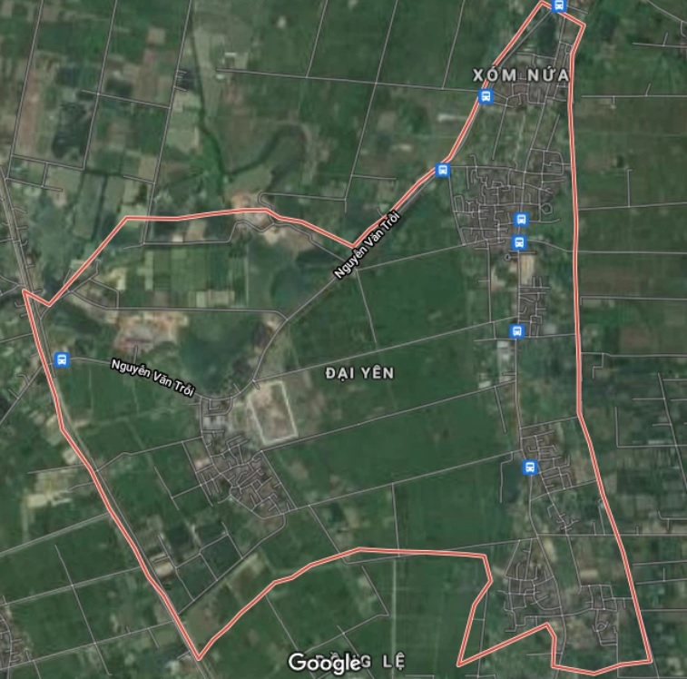 Xã Đại Yên trên bản đồ Google vệ tinh.