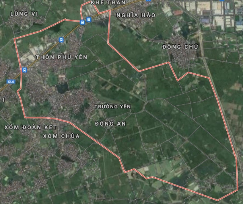 Xã Trường Yên trên bản đồ Google vệ tinh.