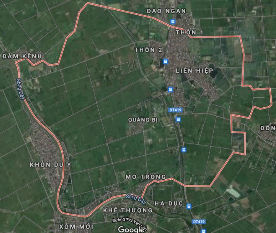 Xã Quảng Bị trên bản đồ Google vệ tinh.