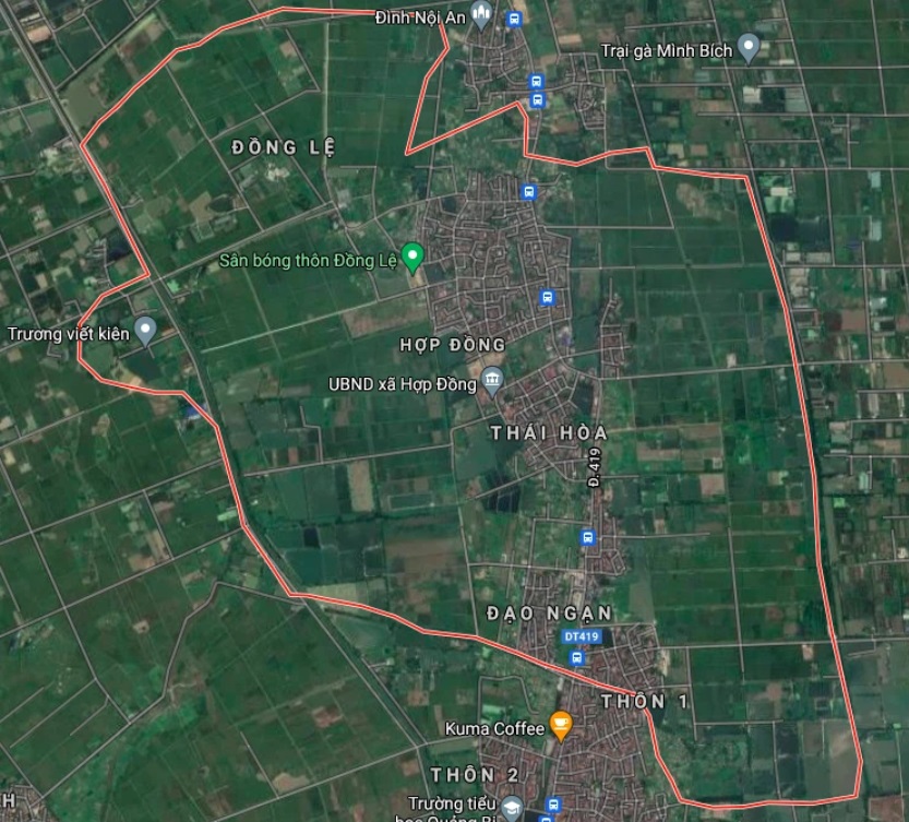 Xã Hợp Đồng trên bản đồ Google vệ tinh.