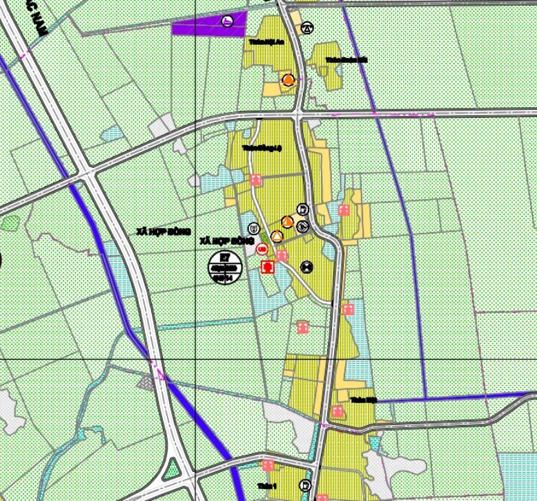 Bản đồ quy hoạch giao thông xã Hợp Đồng theo bản đồ quy hoạch chung xây dựng huyện Chương Mỹ thành phố Hà Nội đến năm 2030.