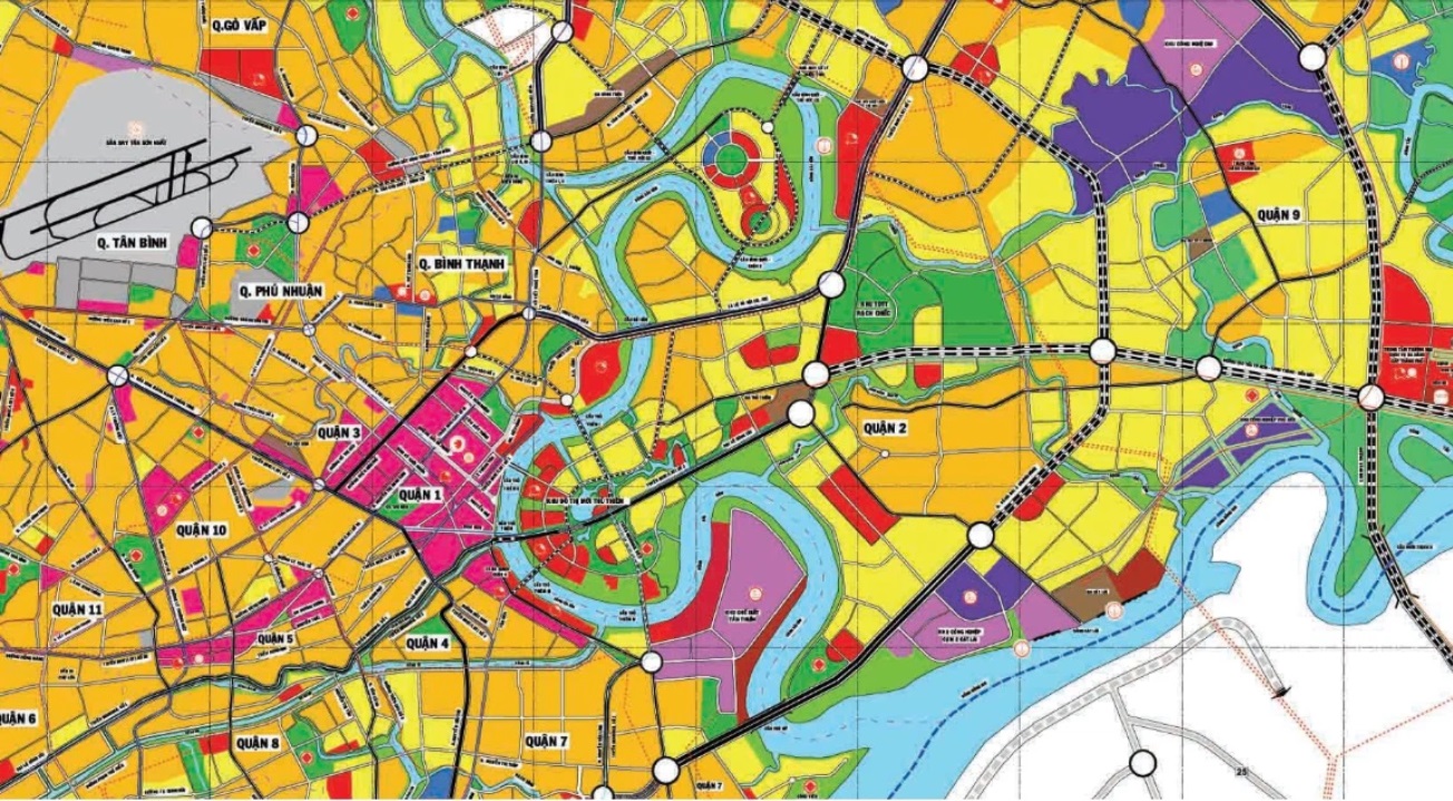 Quy hoạch giao thông quận 2 trong bản đồ định hướng phát triển không gian TP HCM.
