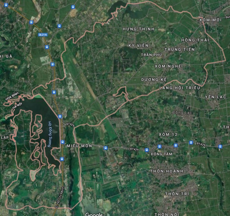 Xã Trần Phú trên bản đồ Google vệ tinh.