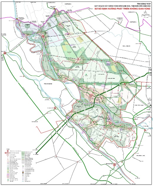 Bản đồ quy hoạch tỉnh Đồng Tháp về phát triển không gian vùng