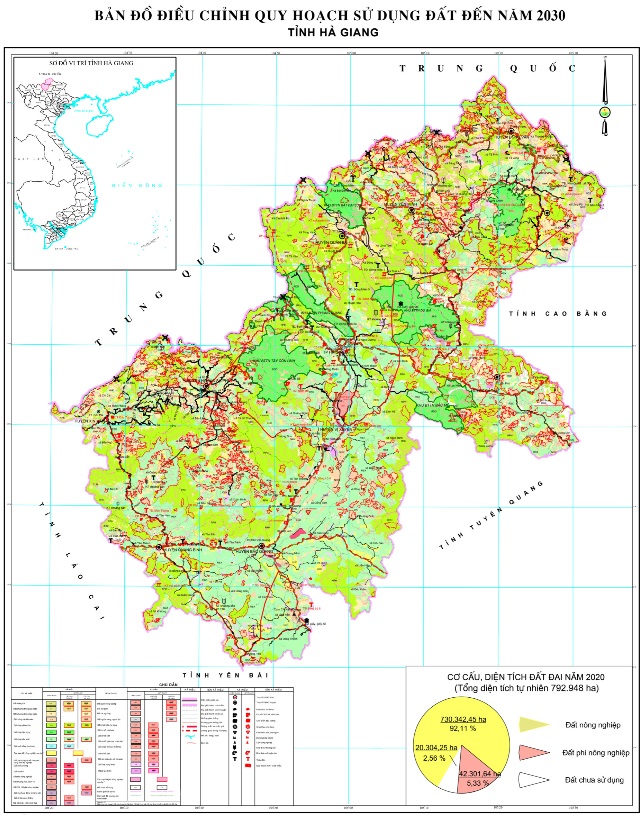 Bản đồ quy hoạch điều chỉnh sử dụng đất tỉnh Hà Giang