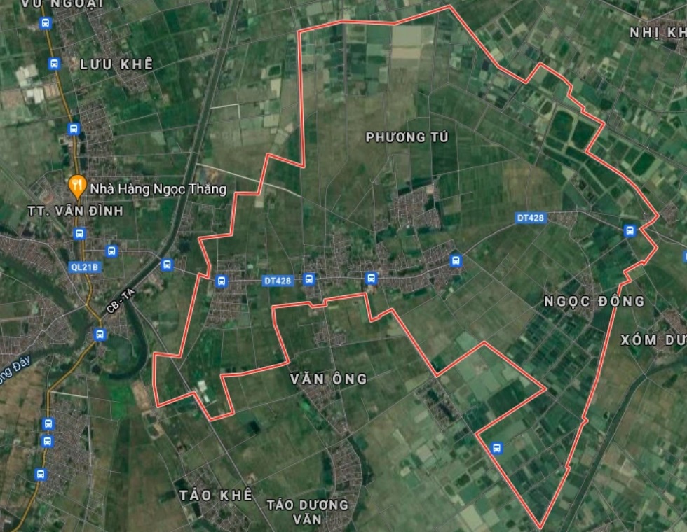 Xã Phương Tú trên bản đồ Google vệ tinh.