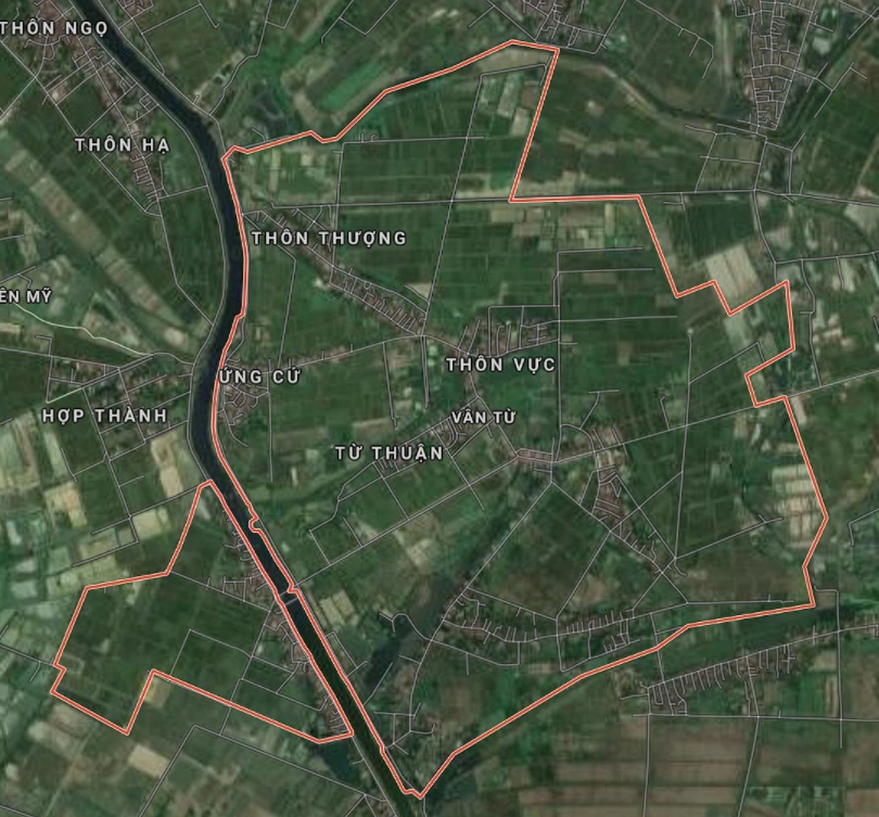 Xã Vân Từ trên bản đồ Google vệ tinh.