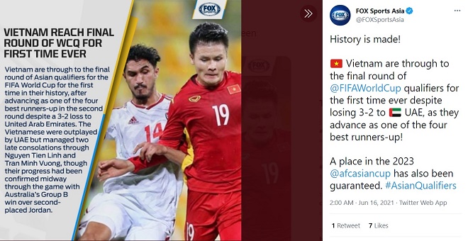 Fox Sports Asia chúc mừng ĐT Việt Nam