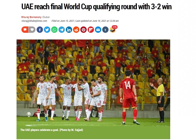 Tờ Khaleej Times của UAE thừa nhận đội nhà sống trong lo lắng ở những phút cuối