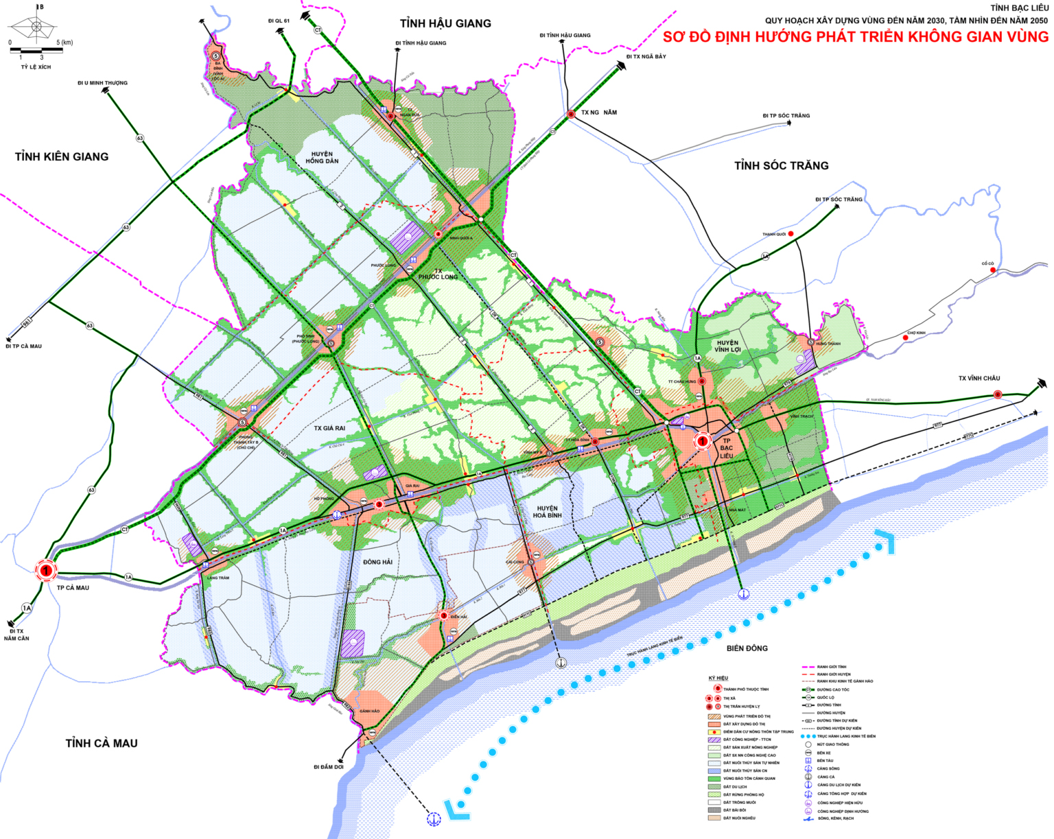 Bản đồ quy hoạch không gian vùng thành phố Bạc Liêu