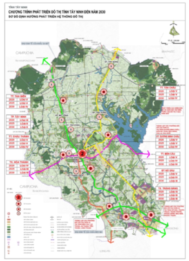 Bản đồ phát triển đô thị tỉnh Tây Ninh đến năm 2030