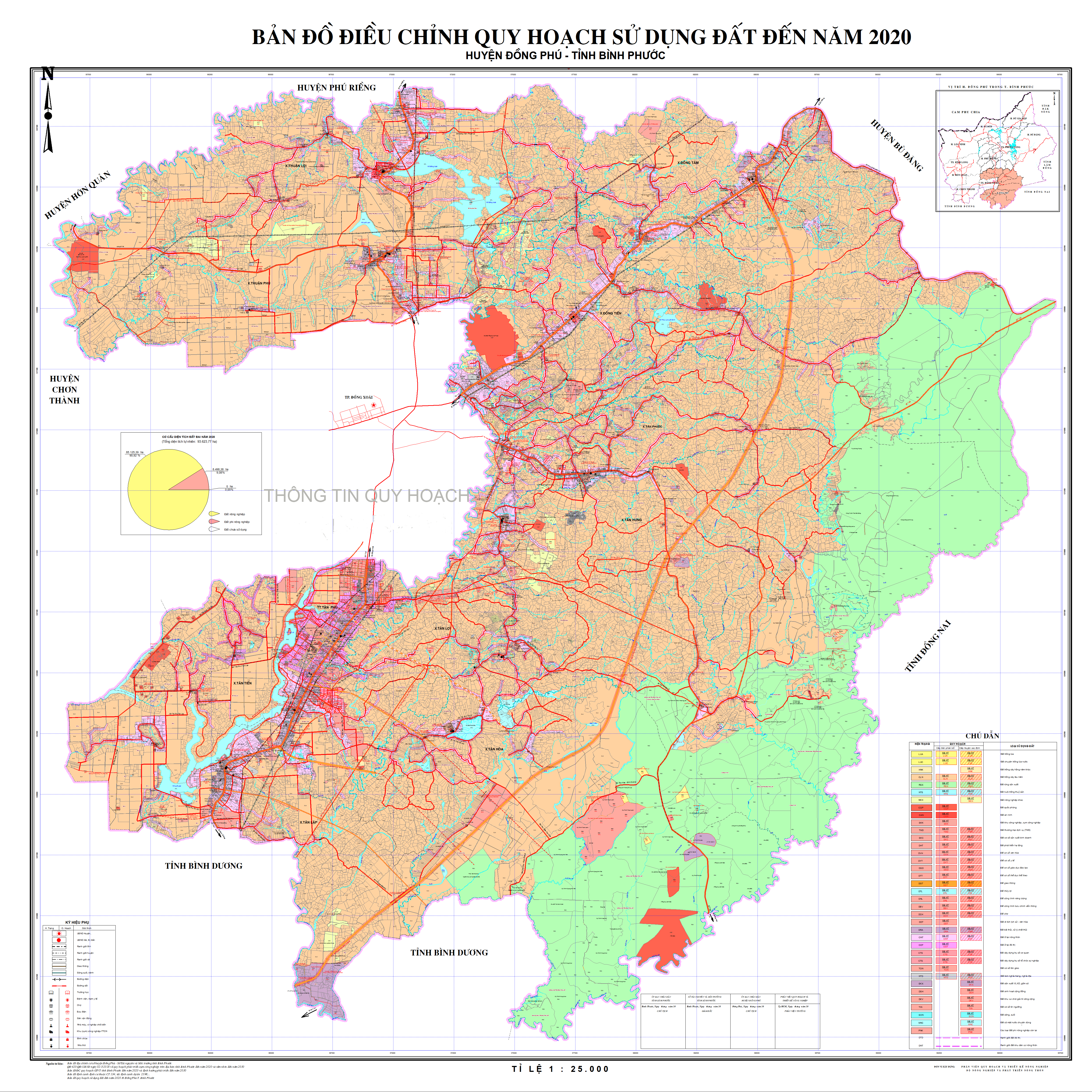 Bản đồ huyện Đồng Phú mới nhất, Click vào hình để xem kích thước lớn