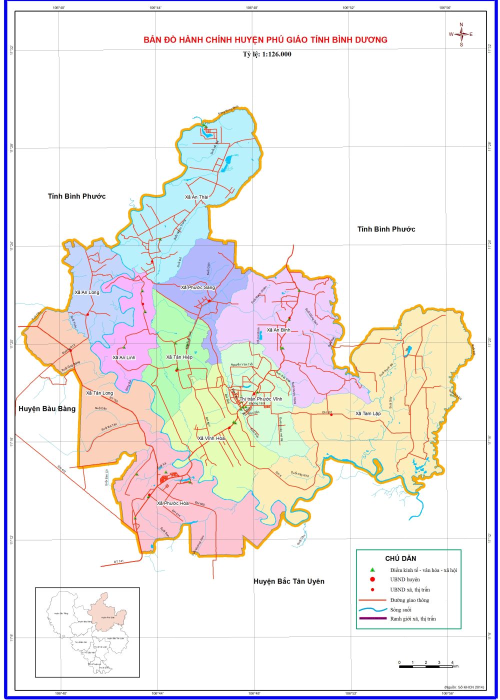 Bản đồ huyện Phú Giáo tỉnh Bình Dương