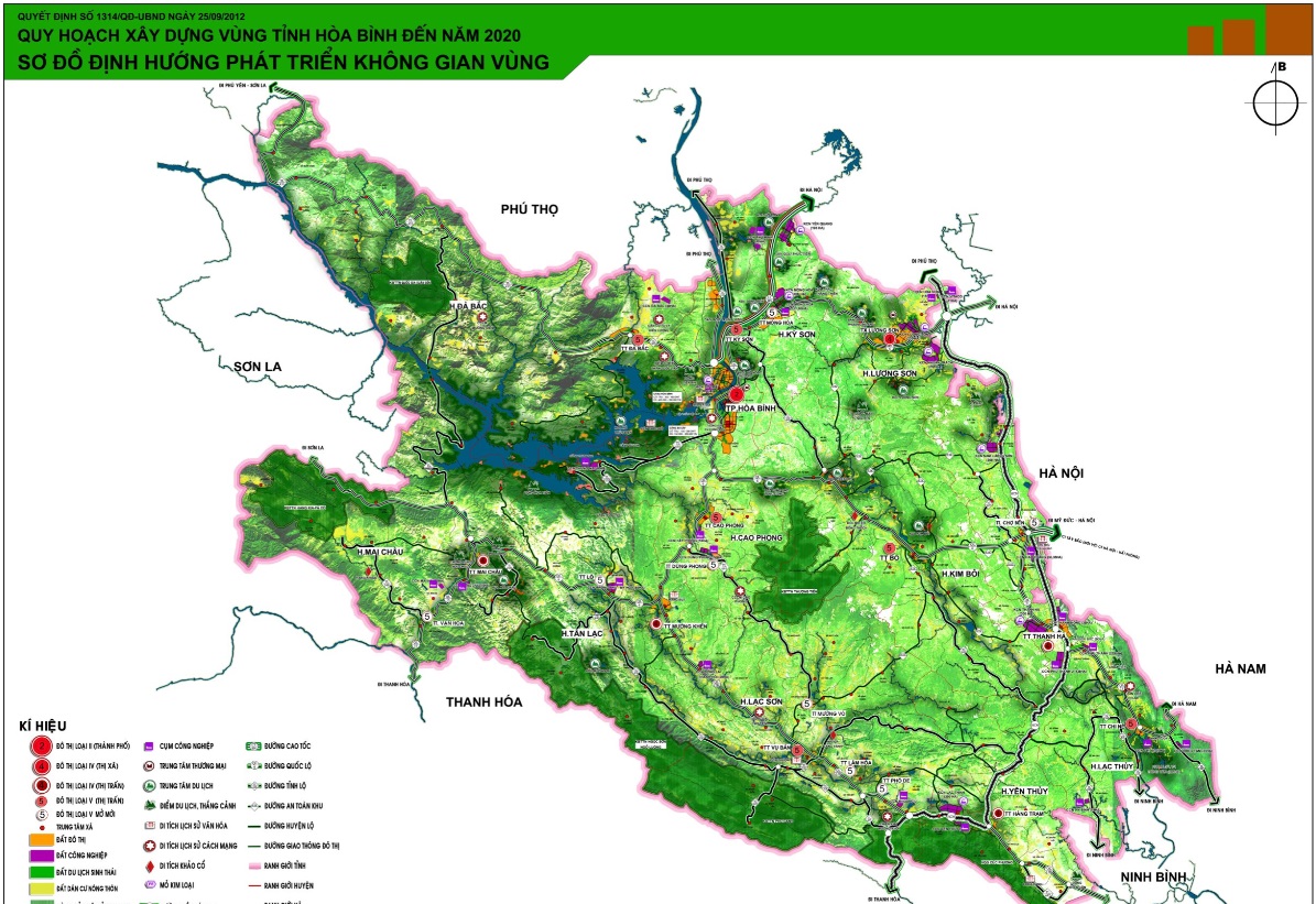 Bản đồ quy hoạch phát triển không gian vùng tỉnh Hòa Bình
