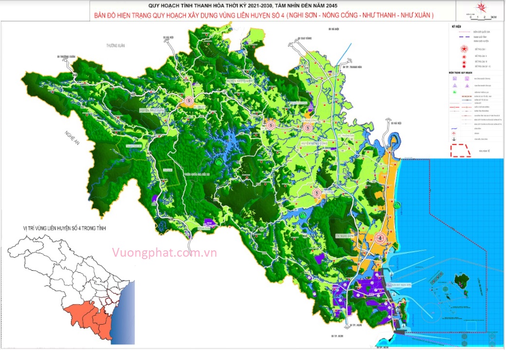 Bản đồ hiện trạng liên vùng 4 tỉnh Thanh Hóa