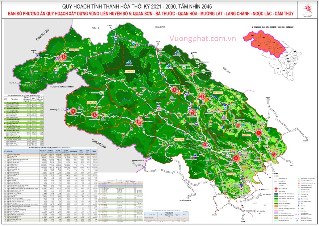 Bản đồ hiện trạng liên vùng 5 tỉnh Thanh Hóa