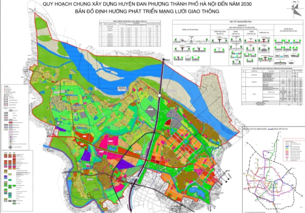 Bản đồ quy hoạch giao thông huyện Đan Phượng theo bản đồ quy hoạch chung xây dựng huyện Đan Phượng, thành phố Hà Nội đến năm 2030.