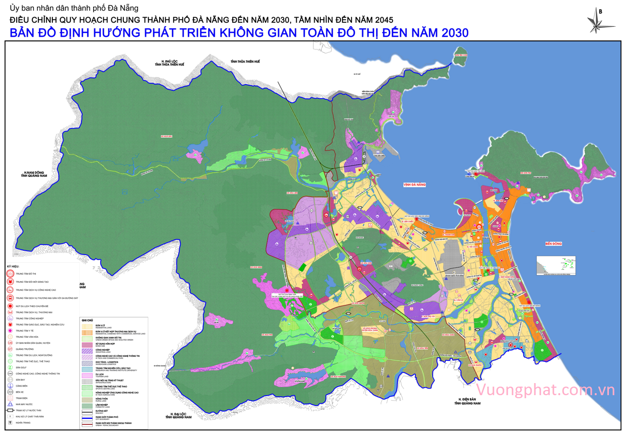 Bản đồ định hướng quy hoạch phát triển không gian đến 2030 thành phố Đà Nẵng