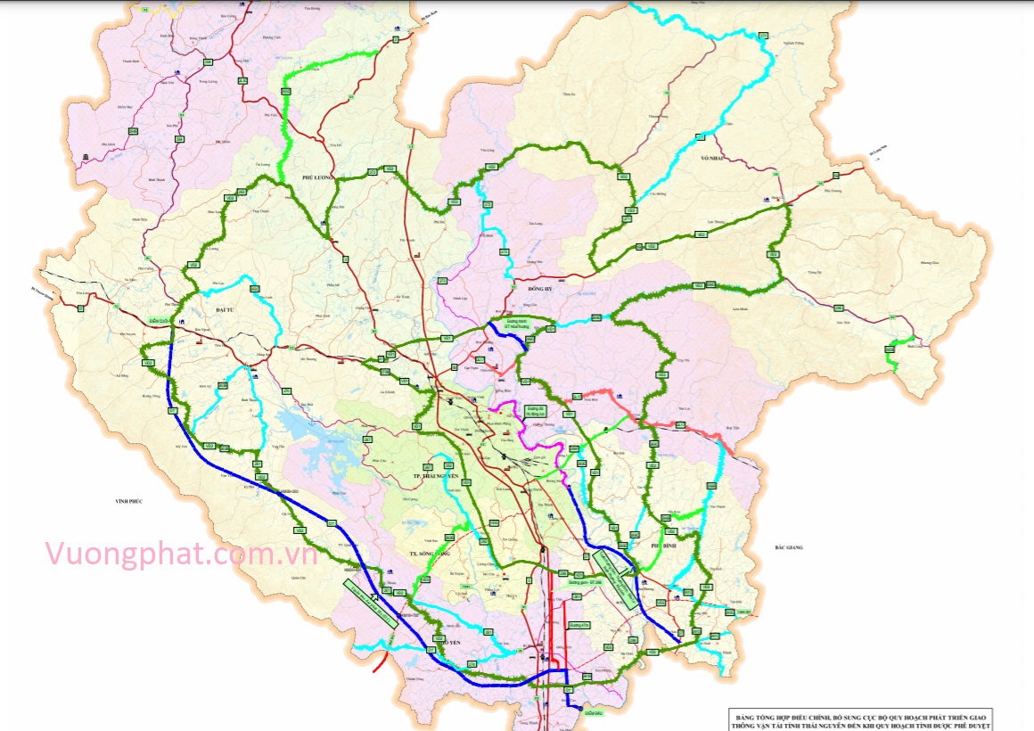 Bản đồ quy hoạch giao thông tỉnh Thái Nguyên