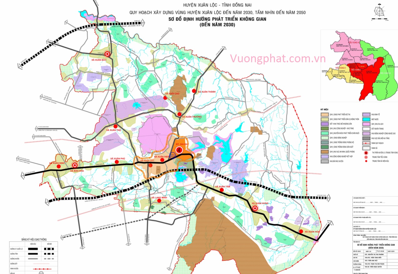 Bản đồ định hướng quy hoạch không gian huyện Xuân Lộc 