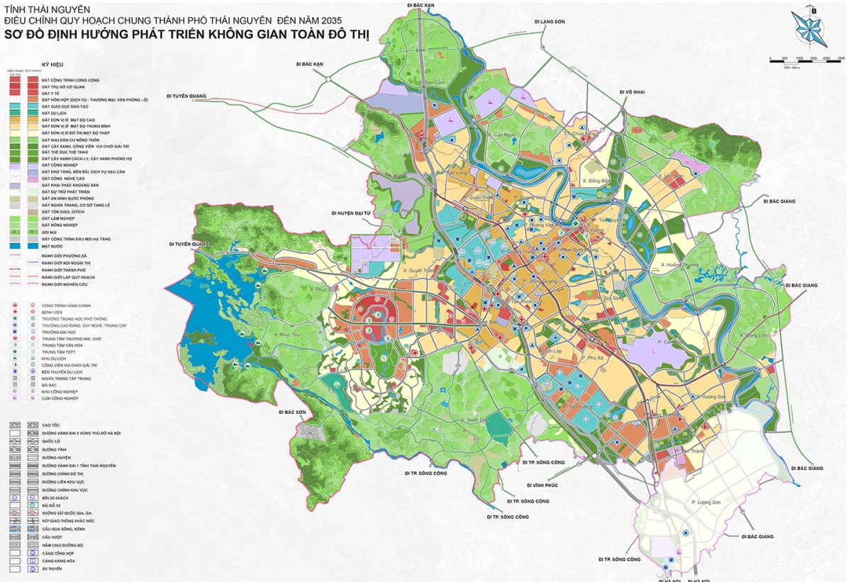 Bản đồ quy hoạch phát triển không gian thành phố Thái Nguyên