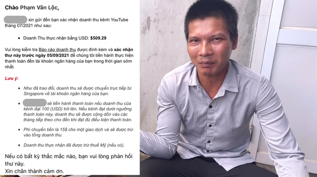 Sau khi bên NET trừ chi phí, Lộc Fuho nhận được 509,29 USD (khoảng 11,5 triệu đồng)