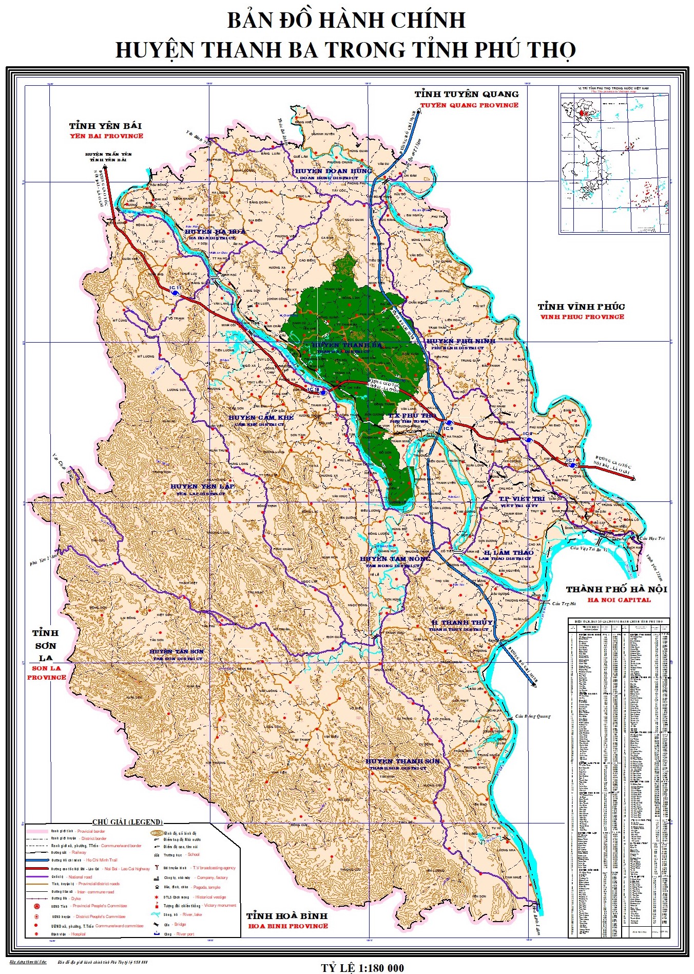 Bản đồ huyện Thanh Ba