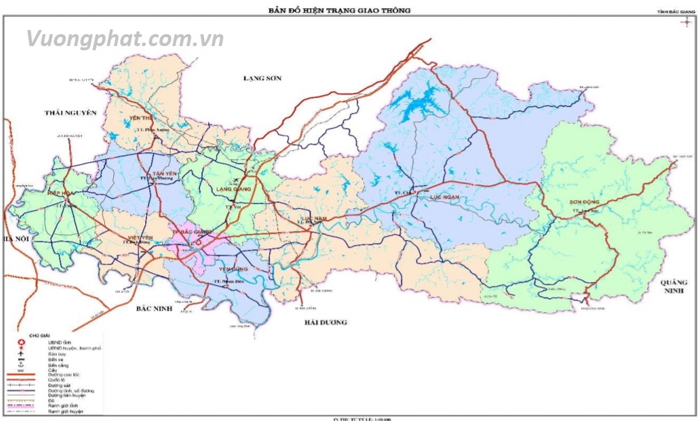 Bản đồ hiện trạng giao thông tỉnh Bắc Giang