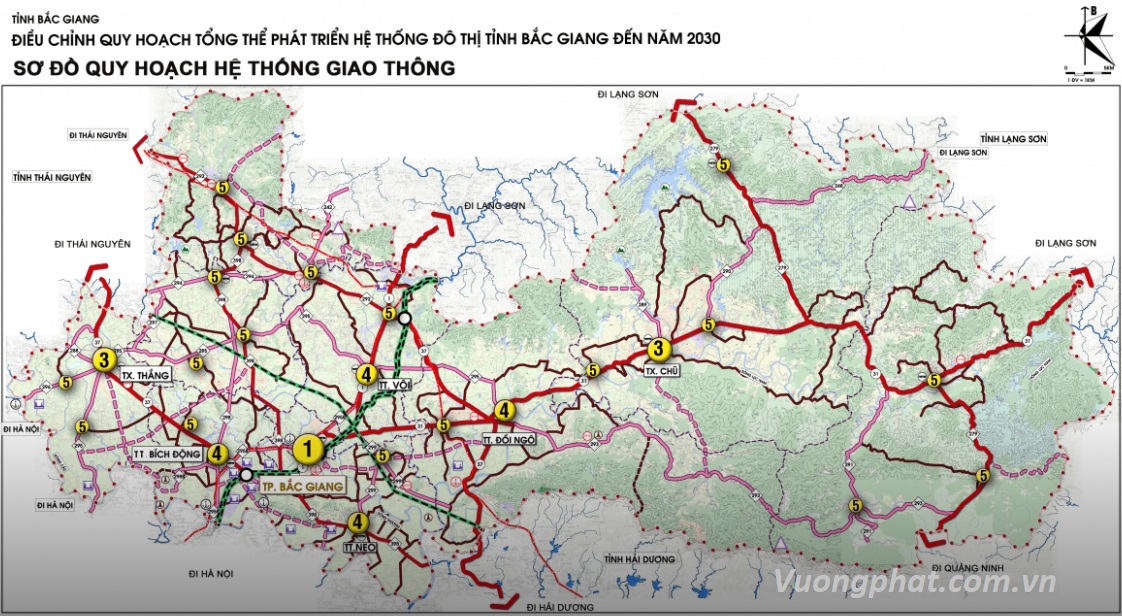 Bản đồ quy hoạch xây dựng hạ tầng giao thông tỉnh Bắc Giang đến 2030 tầm nhìn đến 2050