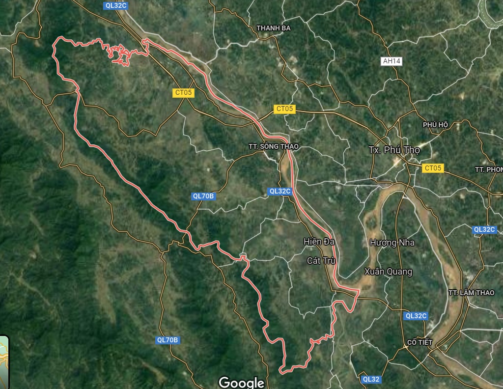 Huyện Cẩm Khê trên bản đồ Google vệ tinh.