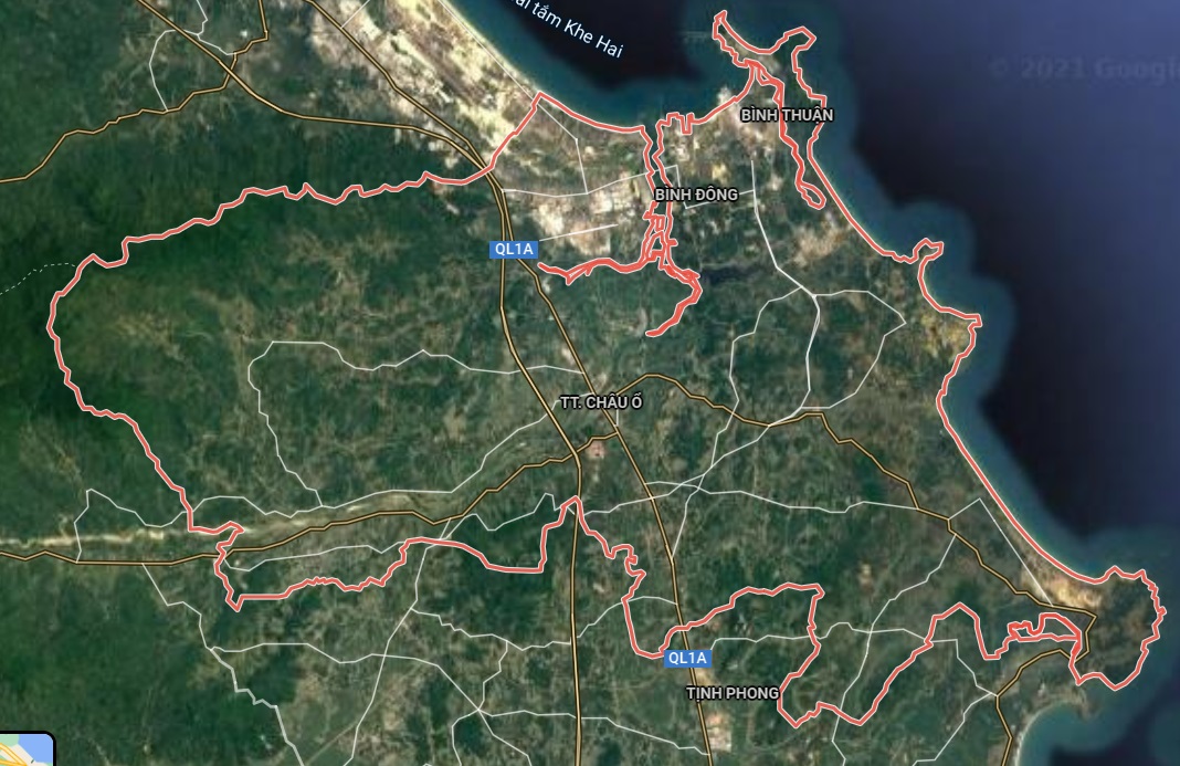 Huyện Bình Sơn trên bản đồ Google vệ tinh.