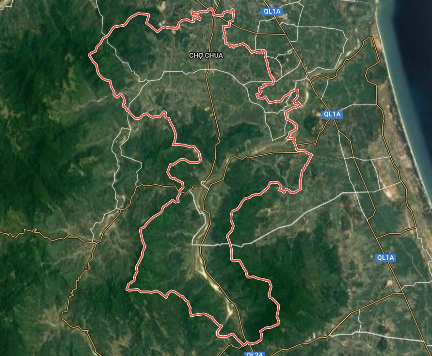 Huyện Nghĩa Hành trên bản đồ Google vệ tinh.