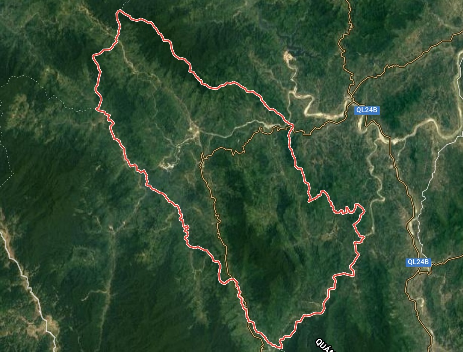 Huyện Sơn Tây trên bản đồ Google vệ tinh.