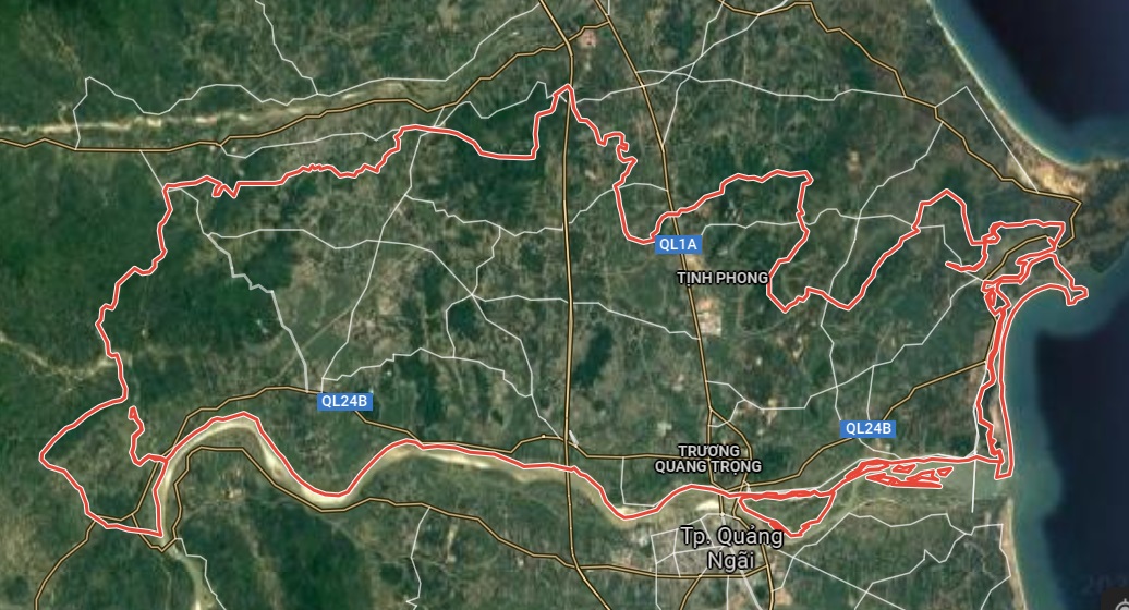 Huyện Sơn Tịnh trên bản đồ Google vệ tinh.