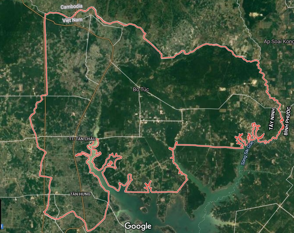 Huyện Tân Châu trên Google Satellite