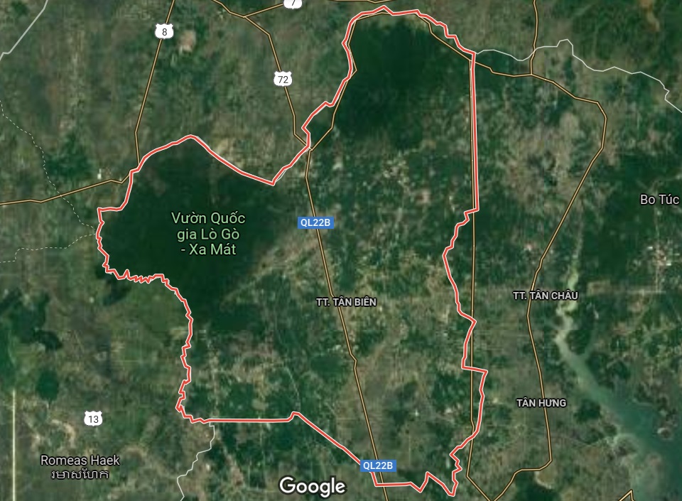 Huyện Tân Biên trên google vệ tinh