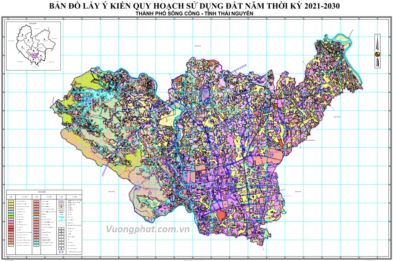 Bản đồ quy hoạch sử dụng đất TP. Sông Công đến 2030