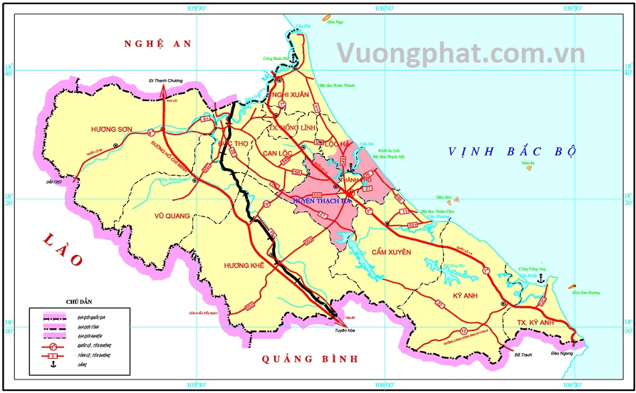 Vị trí địa lý huyện Thạch Hà