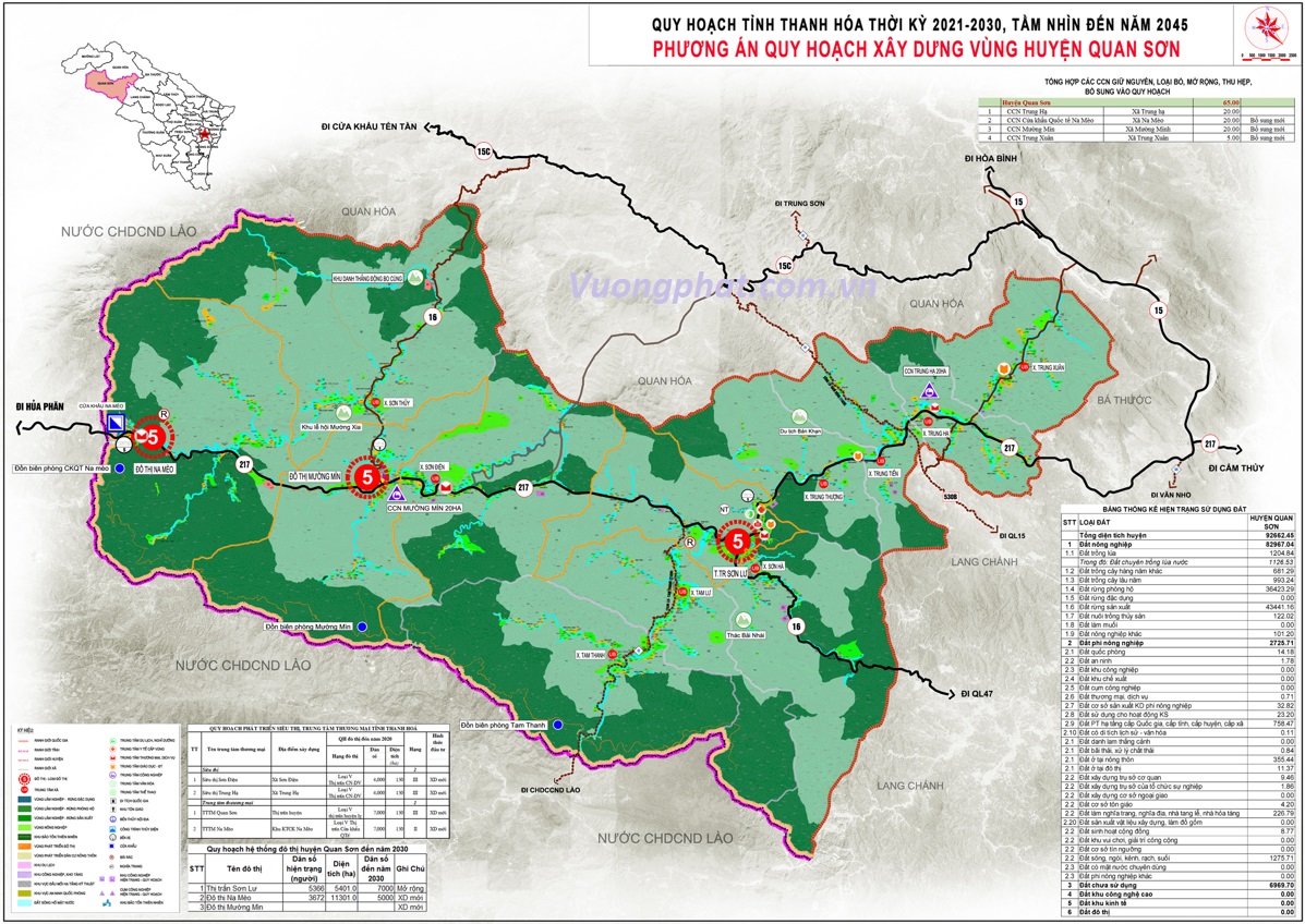 Bản đồ quy hoạch không gian huyện Quan Sơn