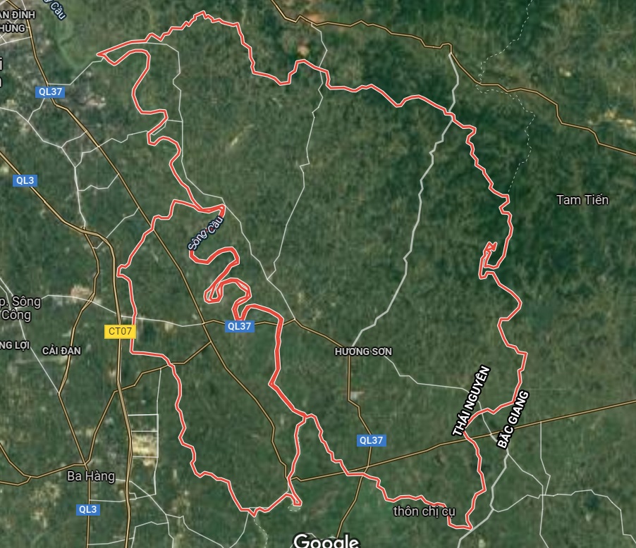 Huyện Phú Bình trên google vệ tinh