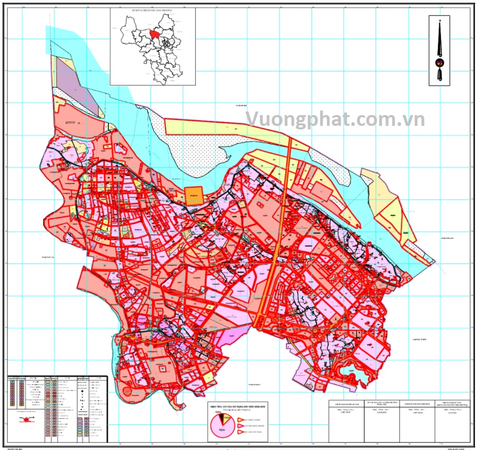 Bản đồ quy hoạch sử dụng đất huyện Đan Phượng đến 2030