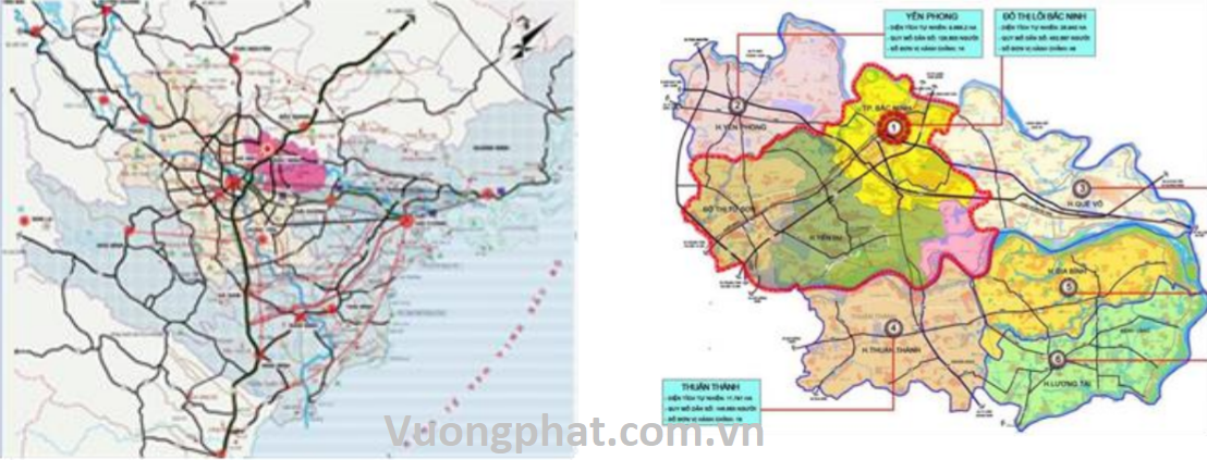 Vị trí thành phố Bắc Ninh trong vùng tỉnh Bắc Ninh