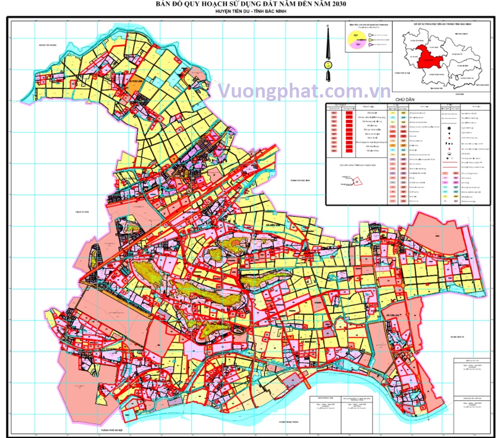Bản đồ quy hoạch sử dụng đất huyện Tiên Du đến 2030