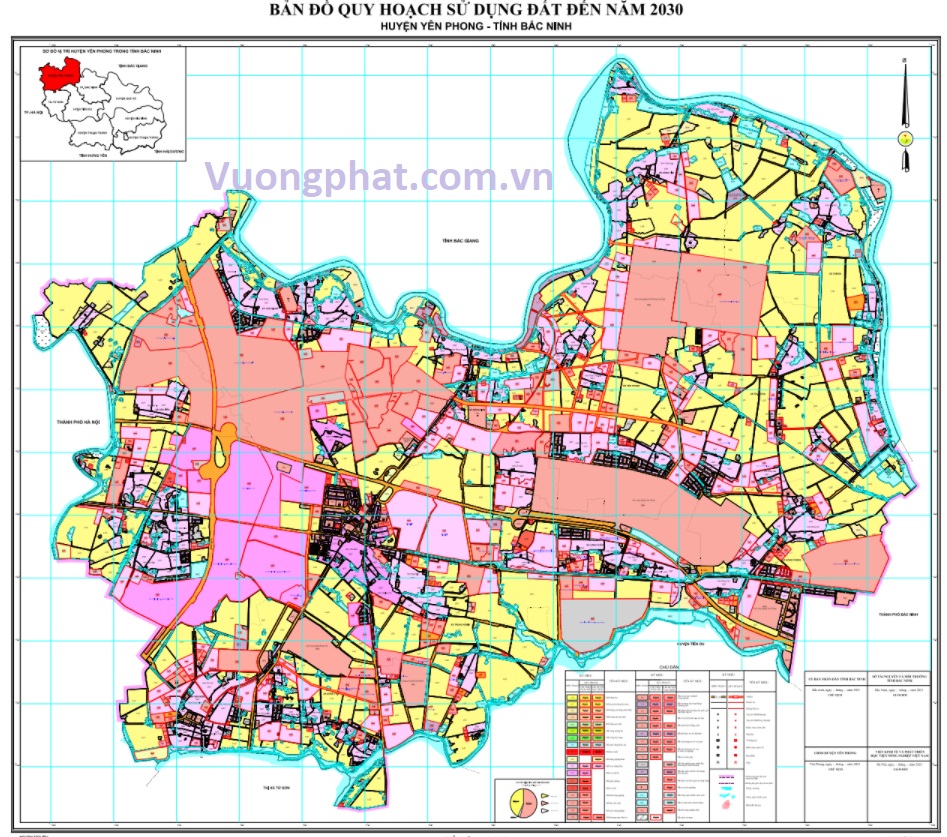 Bản đồ quy hoạch sử dụng đất huyện Yên Phong đến 2030