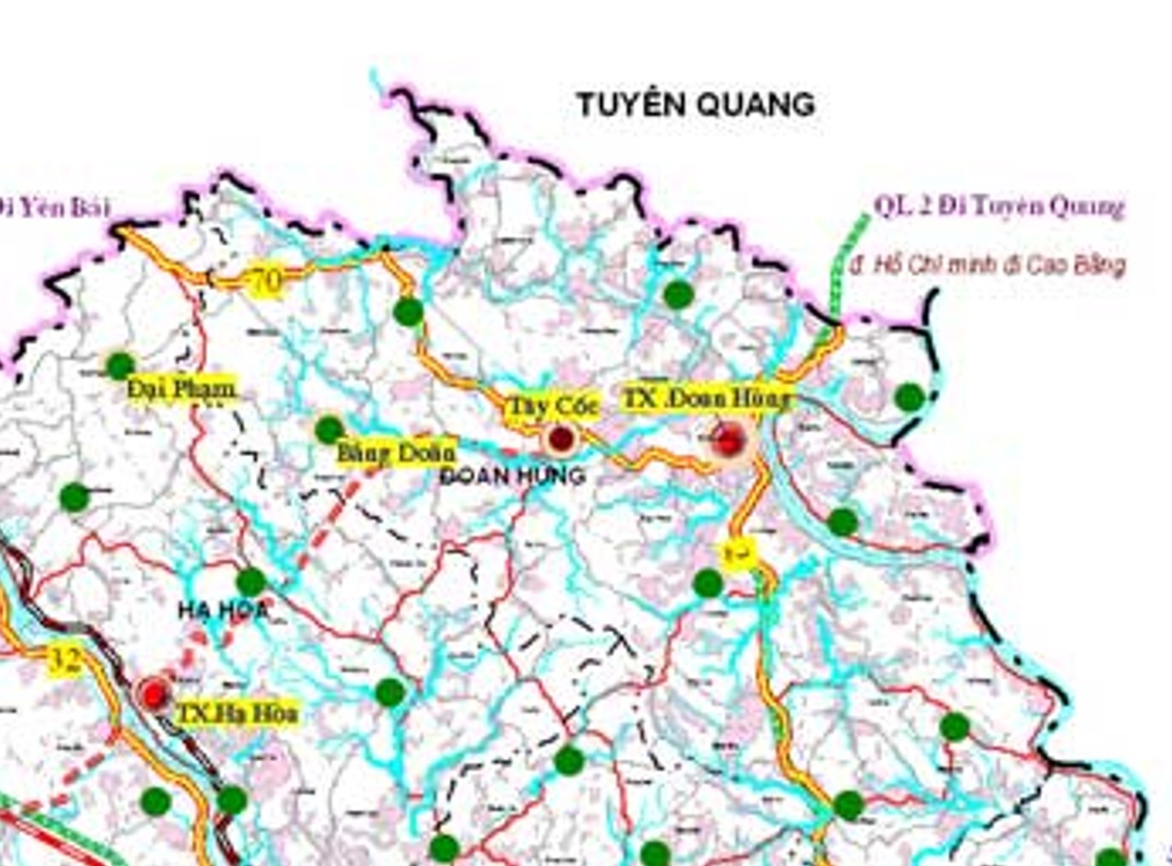 Bản đồ quy hoạch giao thông theo bản đồ quy hoạch dân cư đô thị đến năm 2030 tỉnh Phú Thọ.