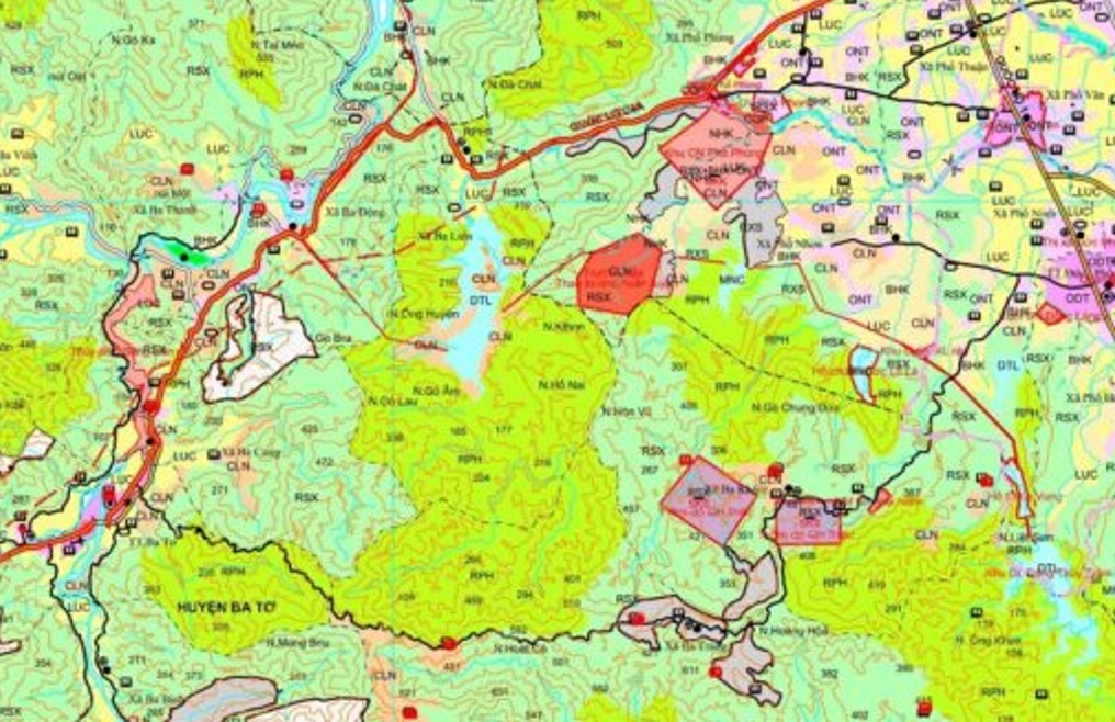 Bản đồ quy hoạch giao thông theo bản đồ quy hoạch sử dụng đất đến năm 2030 tỉnh Quảng Ngãi.